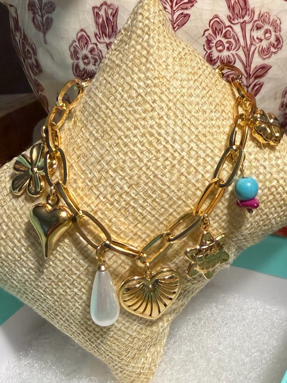 Jbloom “Selah” Stainless Gold Charm  Bracelet wrist size 6.5”-8.25”